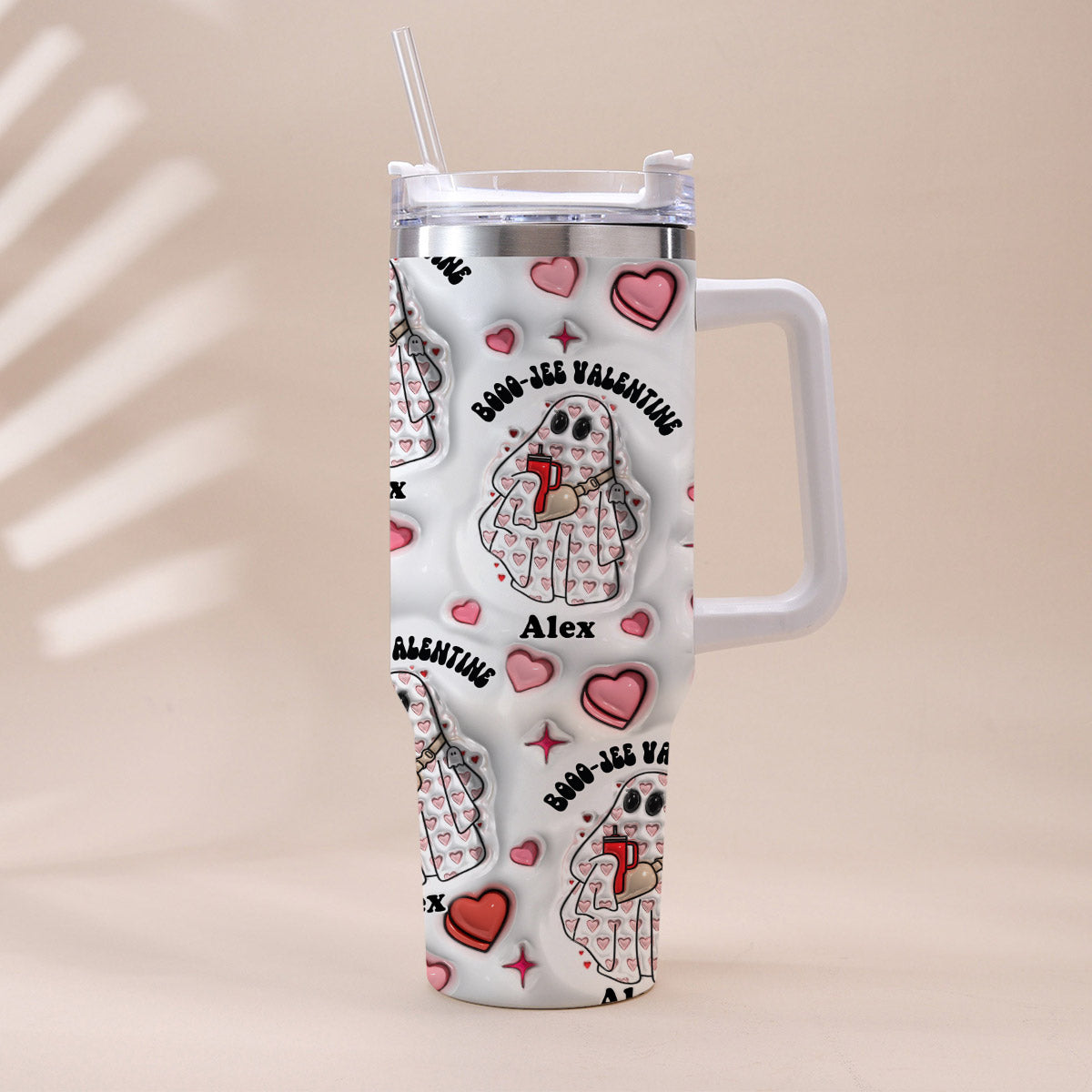 Boo Jee Valentine - Personalized Tumbler With Handle