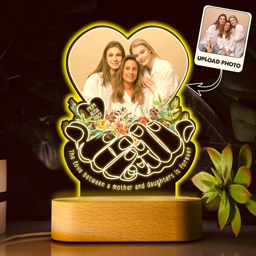 Discover The love Between A Mother And Children Is Forever - Personalized Mother Shaped Plaque Light Base