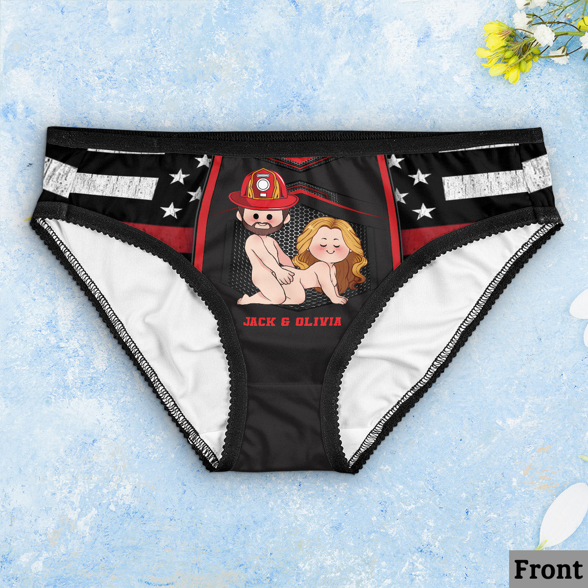 Save My Kitty - Personalized Firefighter Lace Border Women Briefs