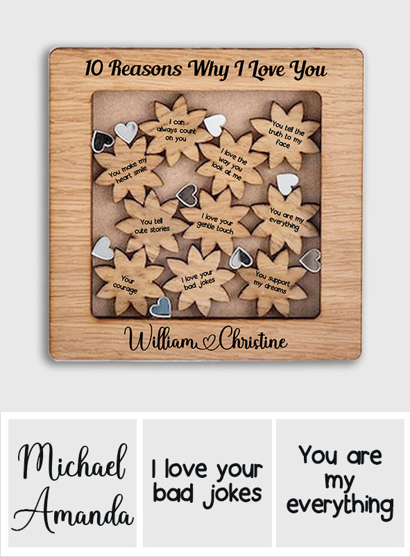 Reasons Why I Love You - Personalized Couple Why I Love You Wooden Frame With Charms