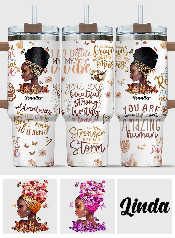 I Decided My Vibe - Personalized African American Tumbler With Handle