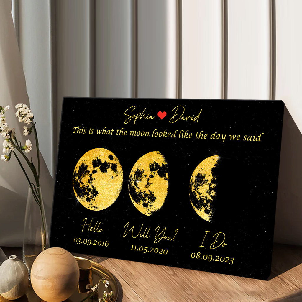 The Moon Look Like This - Personalized Couple Canvas And Poster