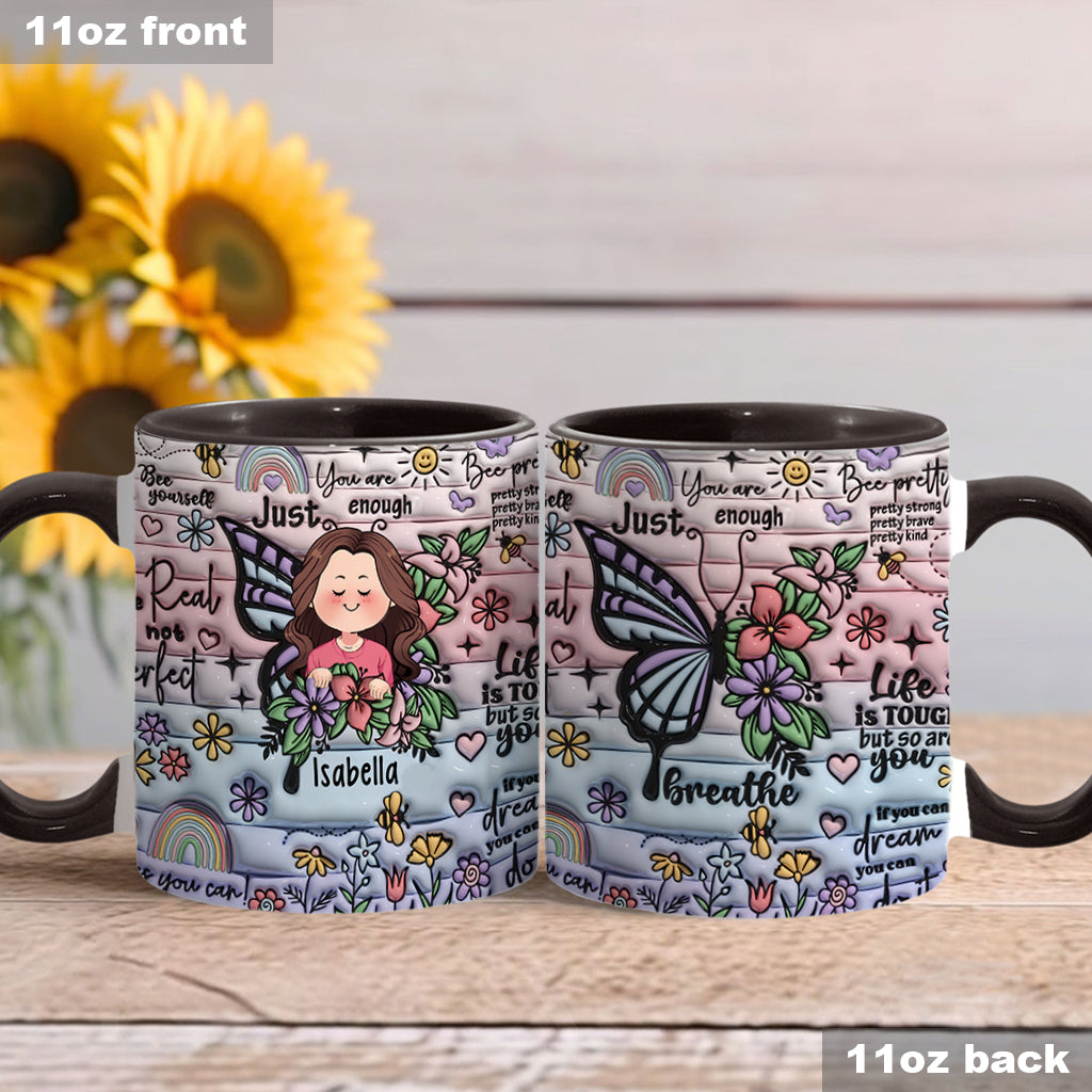 Positive Affirmations Butterflies Inspirational Quotes - Personalized Accent Mug