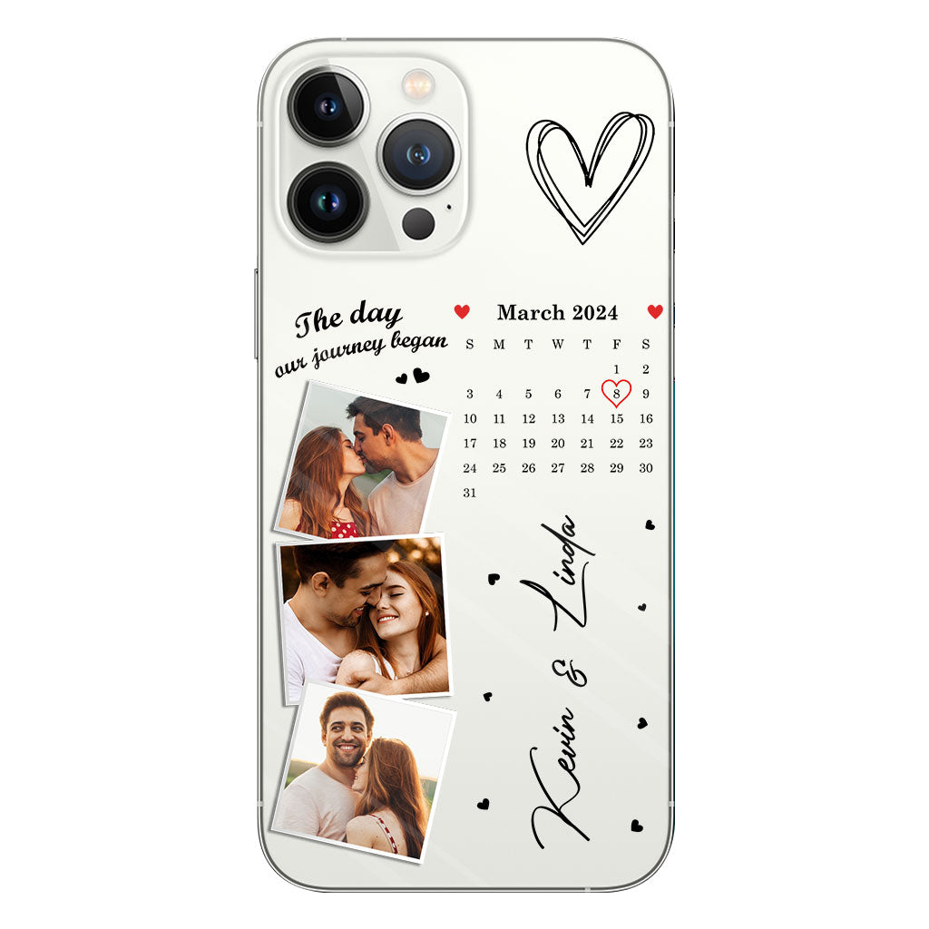 The Day Our Journey Began Photos & Calendar Custom - Personalized Couple Clear Phone Case