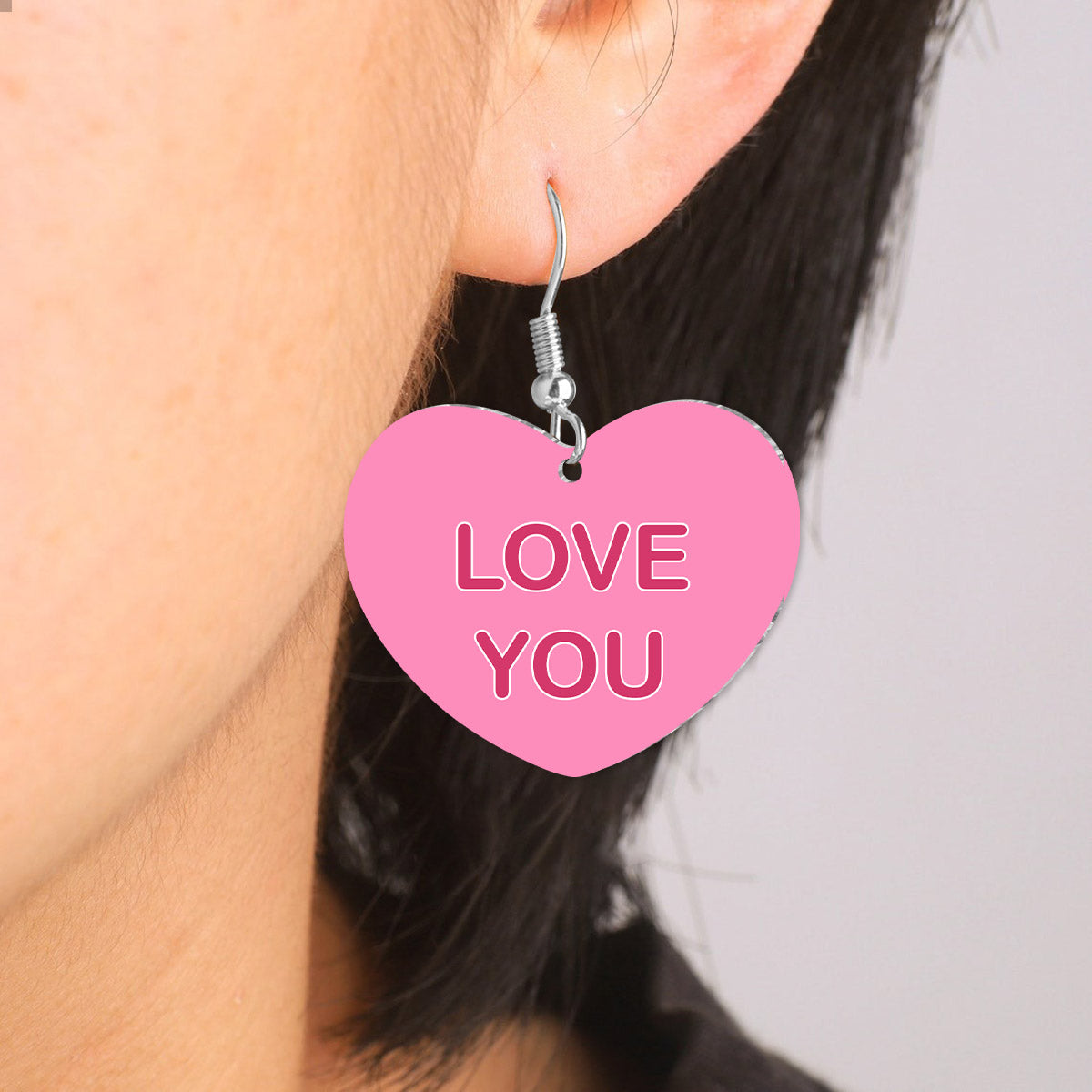 Conversation Hearts Candy Hearts - Personalized Couple Earrings