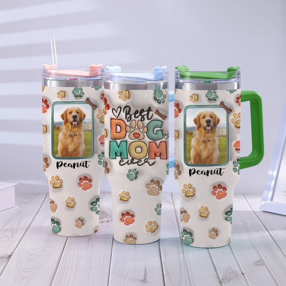 Best Dog Mom Ever - Personalized Dog Tumbler With Handle