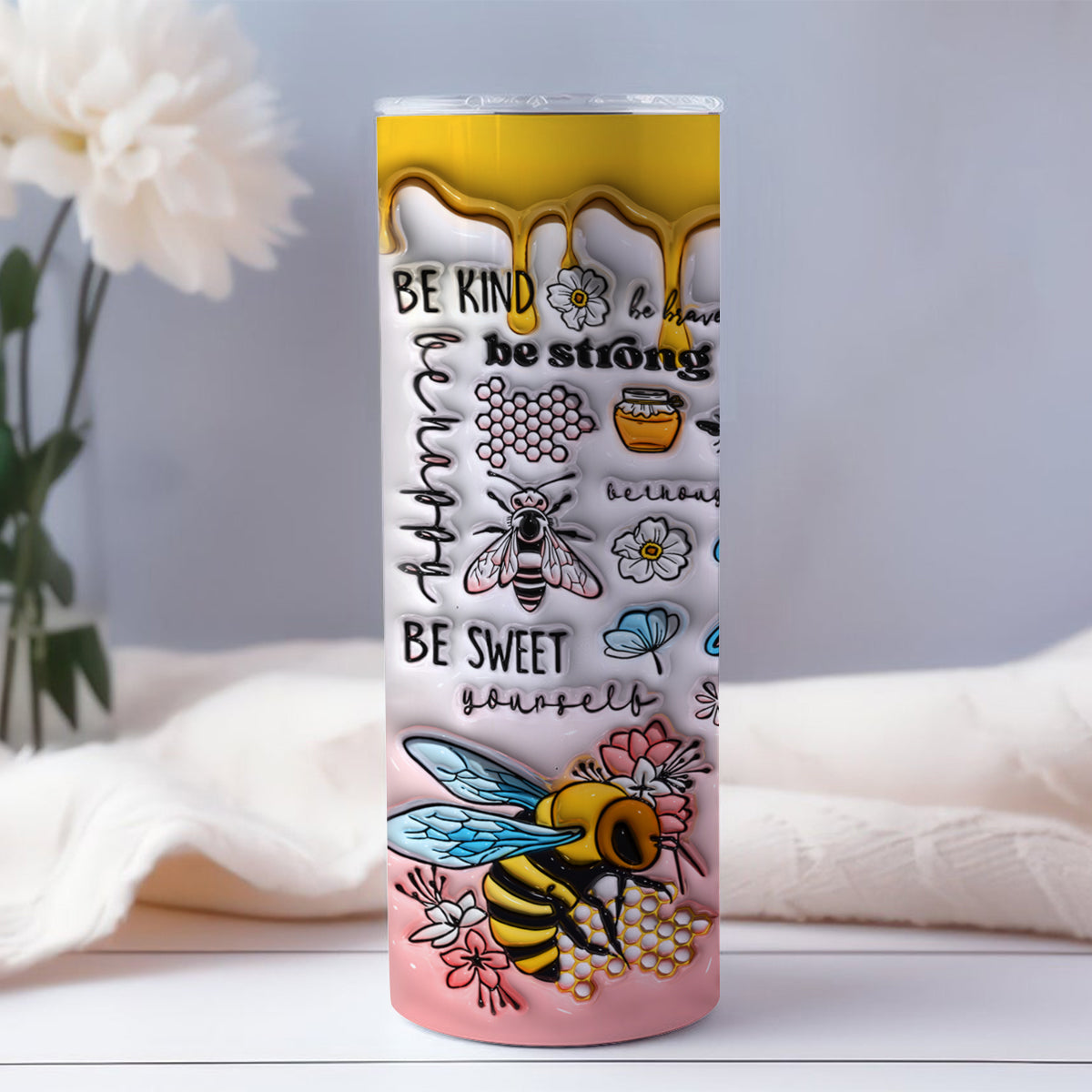 Positive Affirmation Bee - Personalized Skinny Tumbler