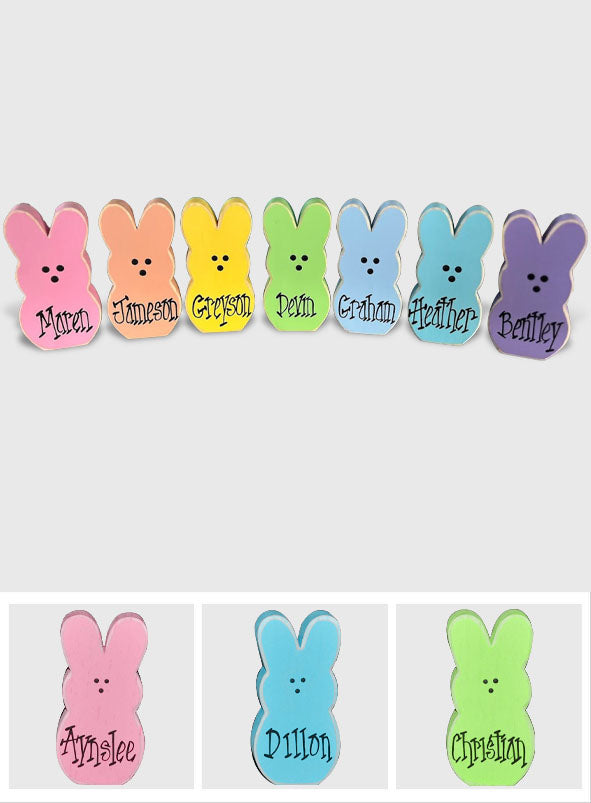 Easter Bunny Block Family Pastel Name Custom - Personalized Easter Day Easter Bunny Block