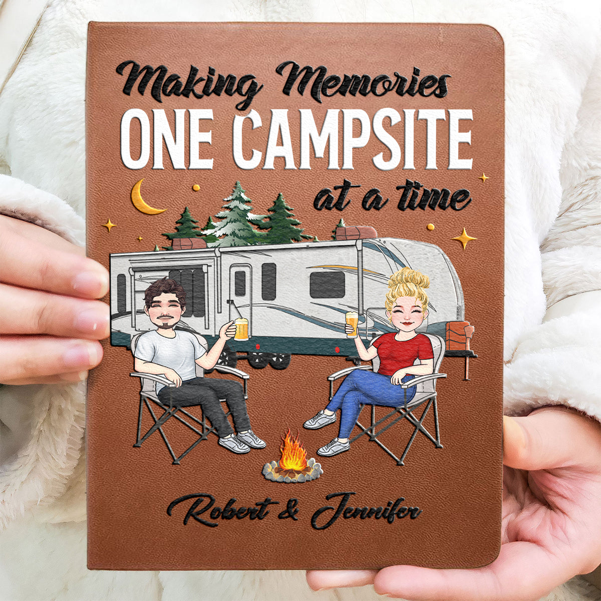 Making Memories One Campsite At A Time - Personalized Camping Leather Journal