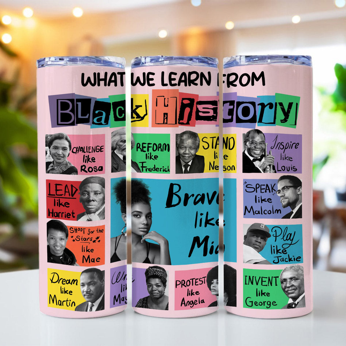 What We Learn From Black History - Personalized African American Skinny Tumbler