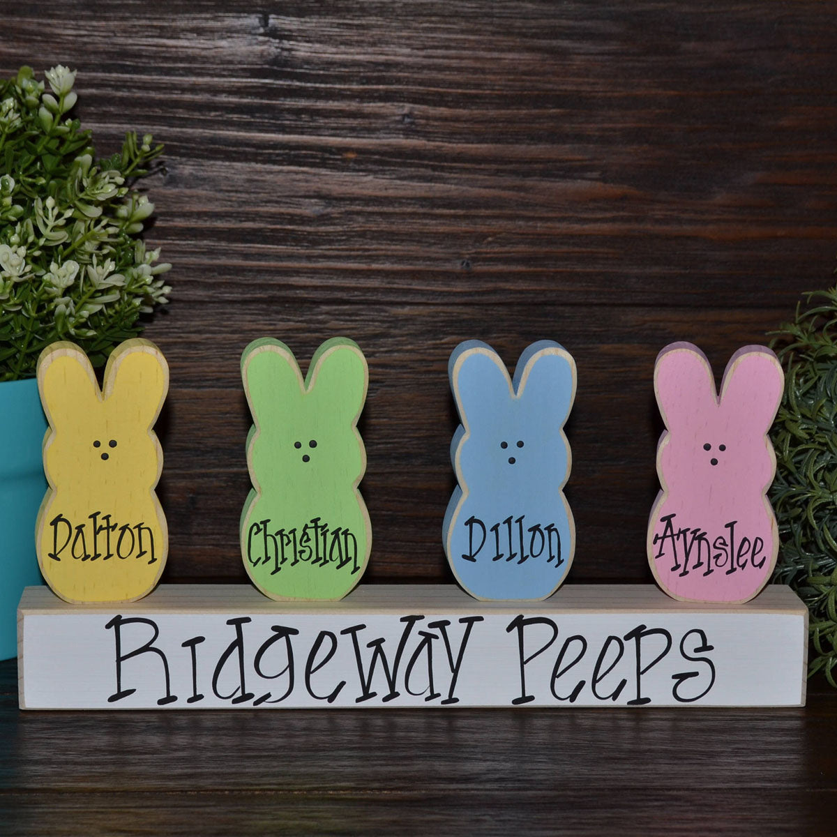 Easter Bunny Block Family Pastel Name Custom - Personalized Easter Day Easter Bunny Block