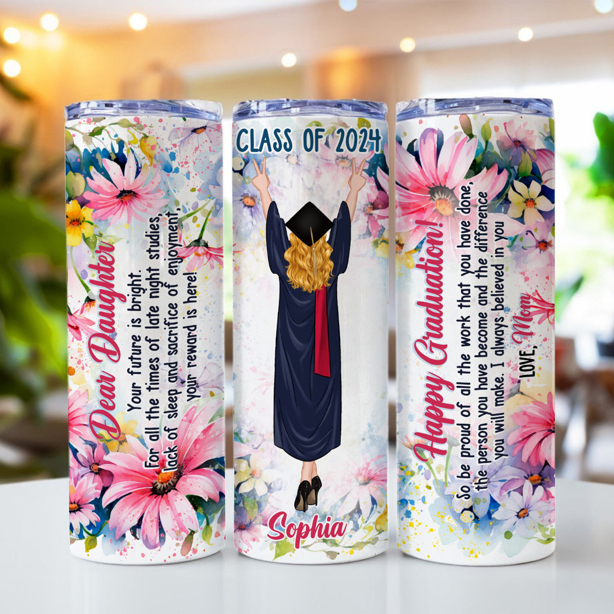 Happy Graduation Your Future Is Bright - Personalized Graduation Skinny Tumbler