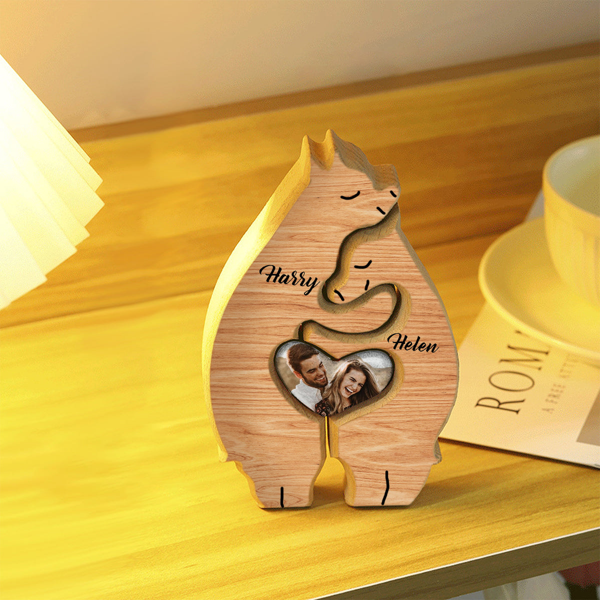 Bear Couple - Personalized Couple Wooden Art Puzzle