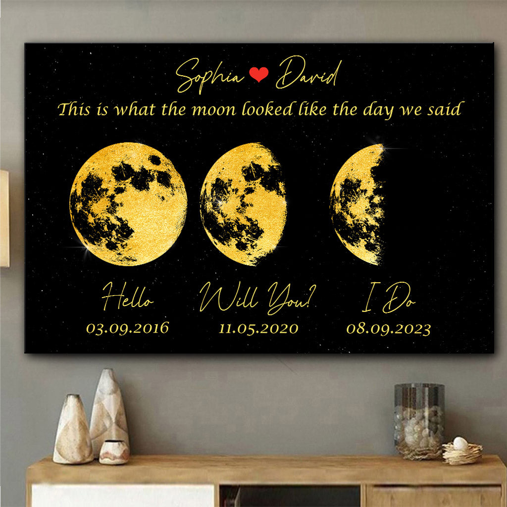 The Moon Look Like This - Personalized Couple Canvas And Poster