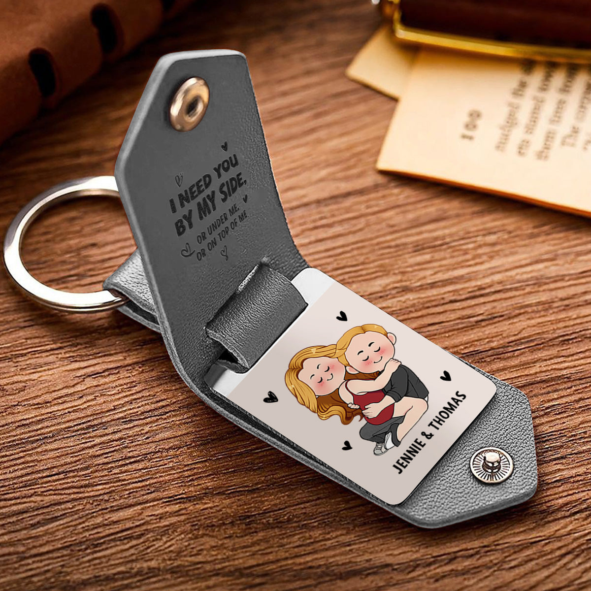 Drive Safe I Need You - Personalized Couple Leather Photo Keychain