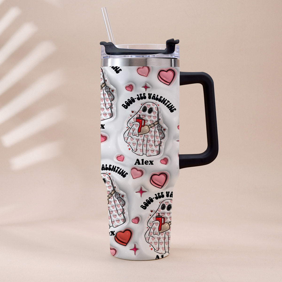 Boo Jee Valentine - Personalized Tumbler With Handle