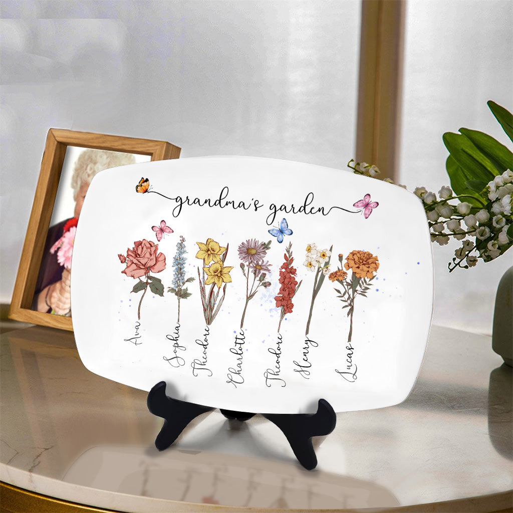 Grandma's Garden Mom's Garden Birth Flowers - Personalized Grandma Plate