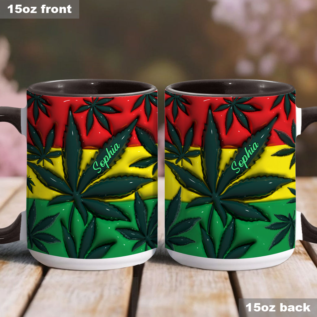 Inflated Magic Leaf Red Yellow Green - Personalized Weed Accent Mug