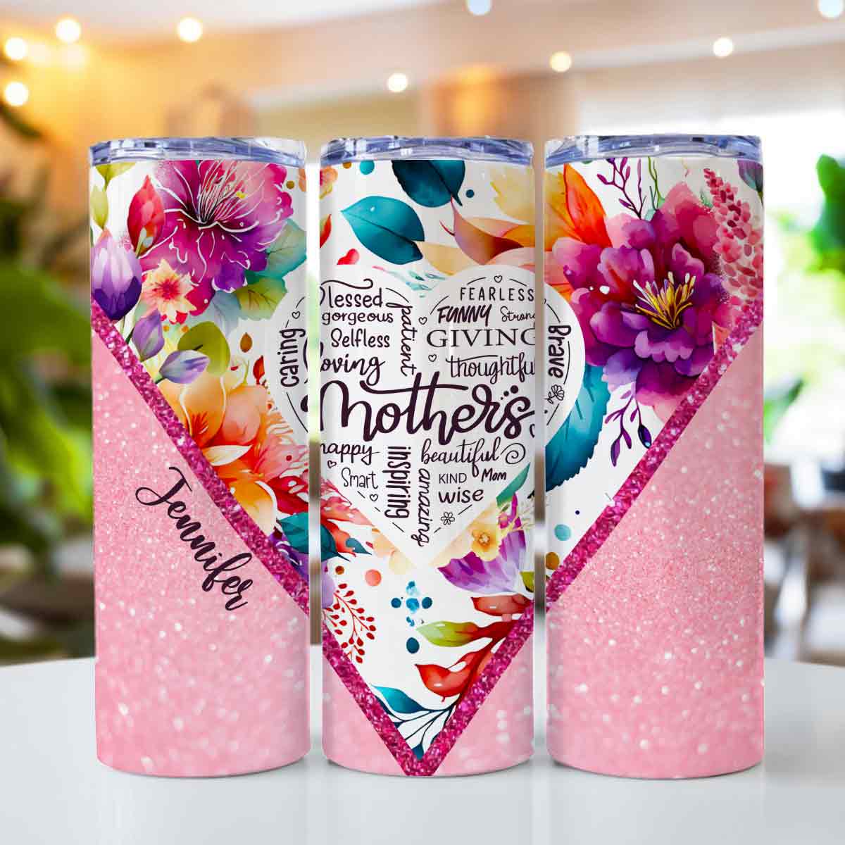 Mothers Is Beautiful Vibrant Floral - Personalized Mother Skinny Tumbler