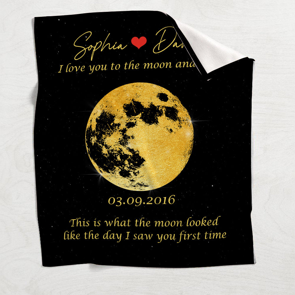 The Moon Look Like This - Personalized Couple Blanket