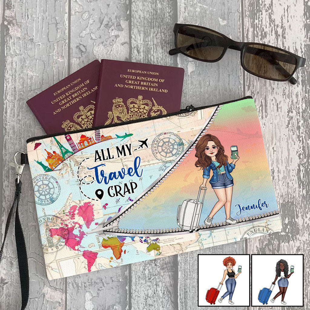 Discover All My Travel Crap - Personalized Travelling Makeup Bag