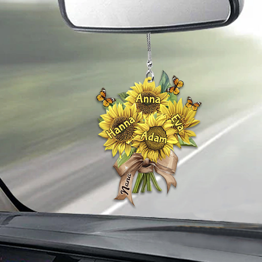 Grandma's Mom's Sunflowers - Personalized Grandma Car Ornament