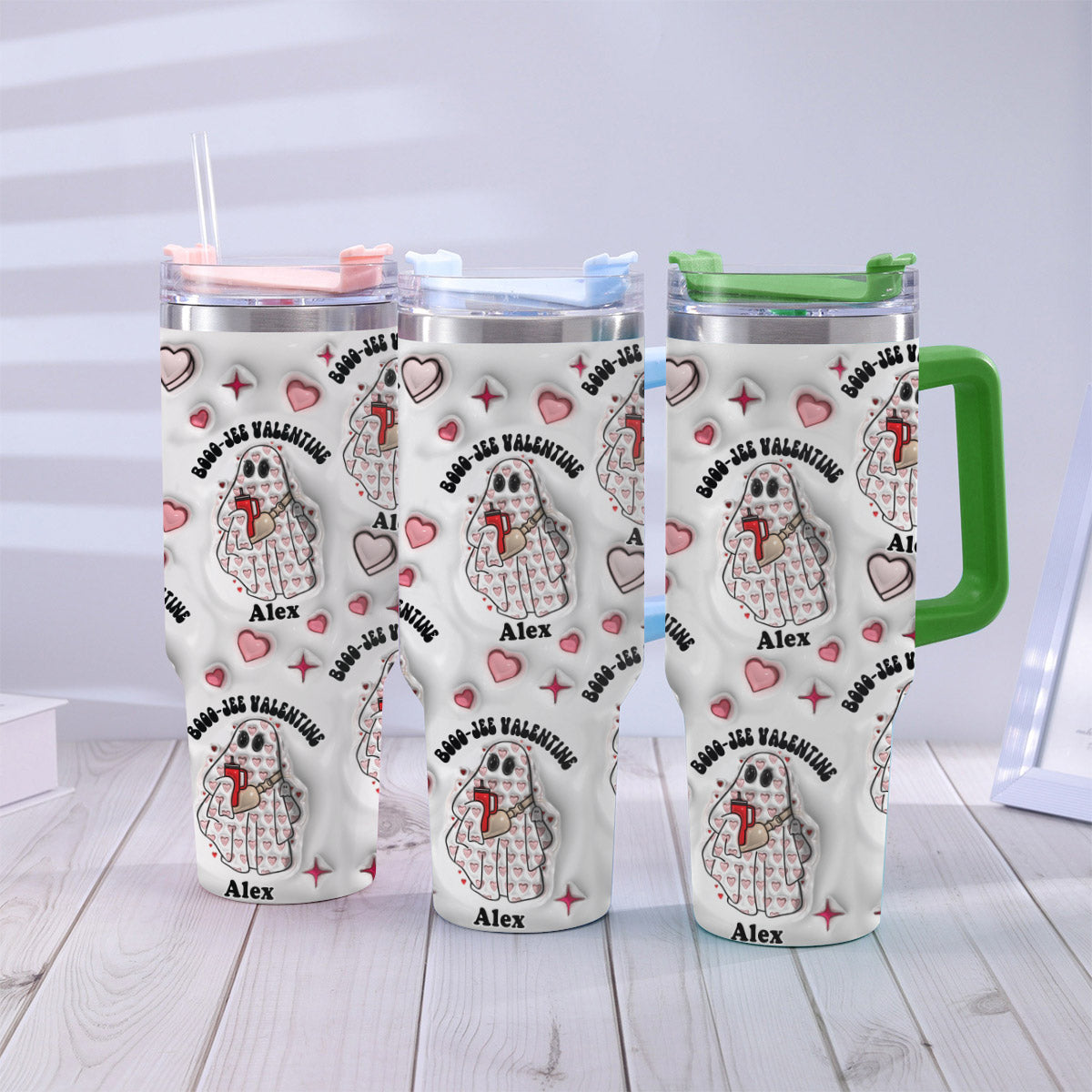 Boo Jee Valentine - Personalized Tumbler With Handle