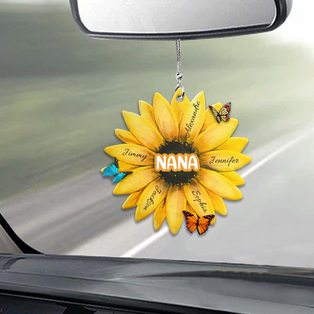 Sunflower WIth Any Title & Any Kid's Name - Personalized Grandma Car Ornament