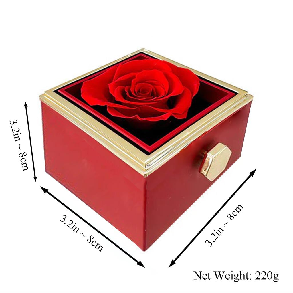 Names Custom - Personalized Couple Rotating Eternal Rose Box With Jewelry