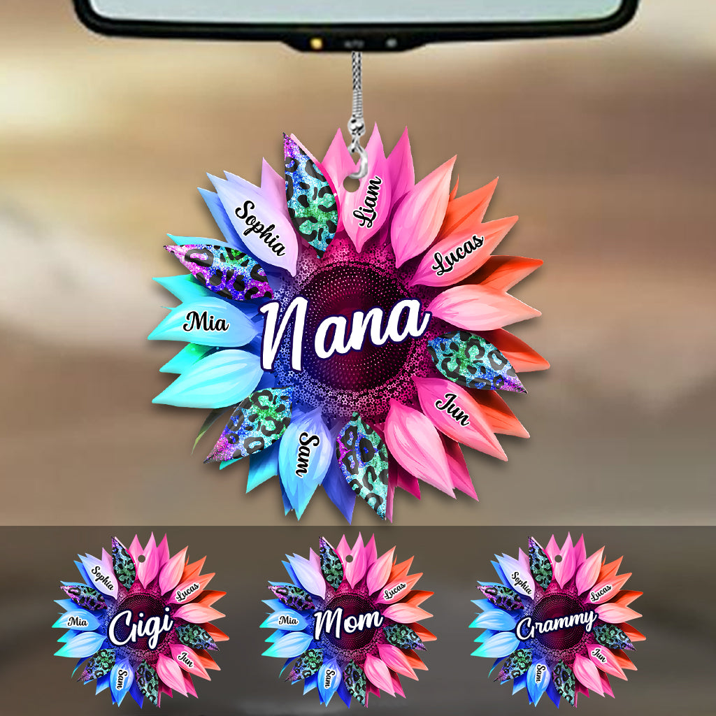 Discover Grandma Mom Sunflower - Personalized Grandma Acrylic Car Hanger