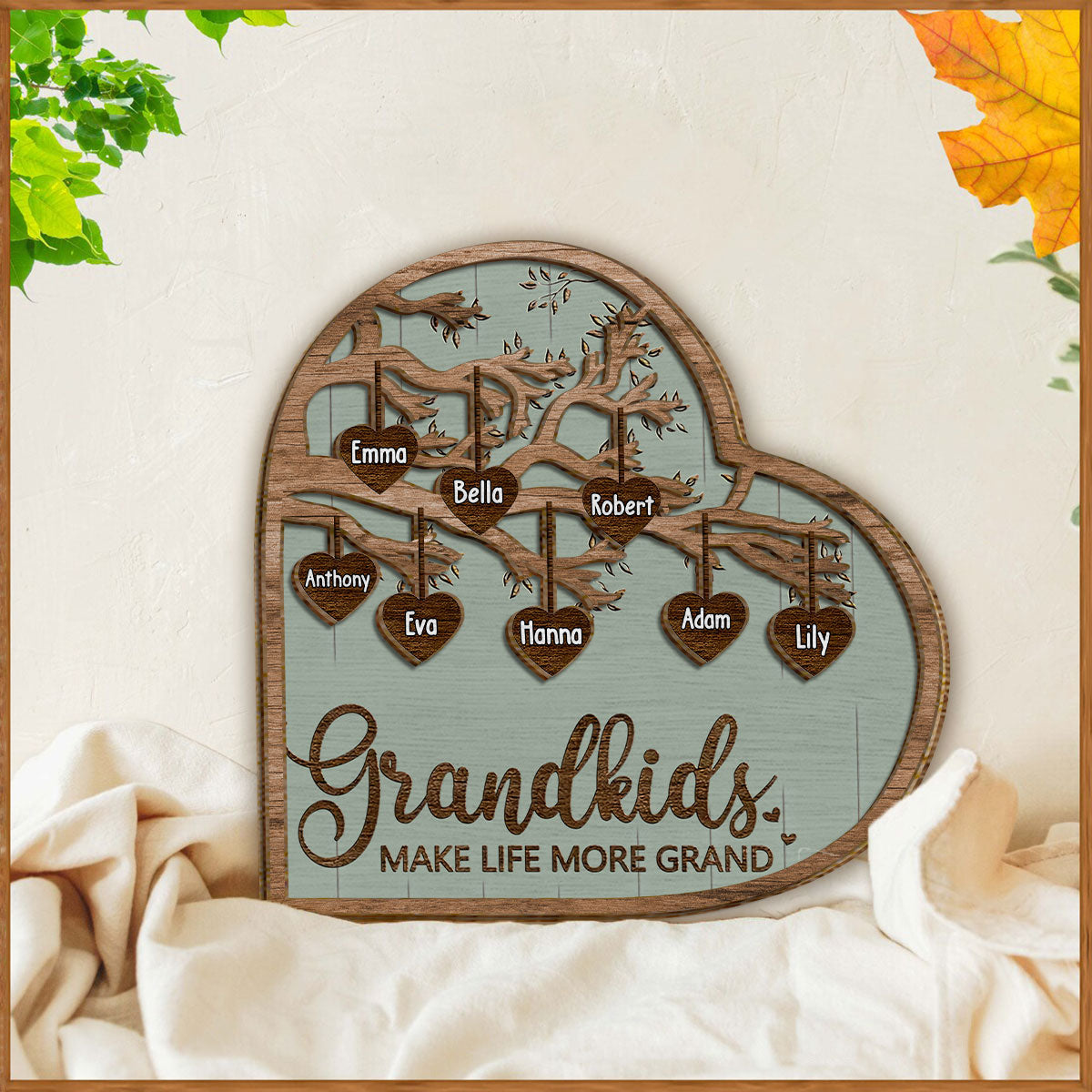 Grandkids Make Life More Grand - Personalized Grandma 2 Layered Wood Sign / Wood Plaque