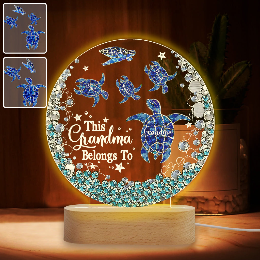 This Grandma Belongs To - Personalized Turtle Shaped Plaque Light Base