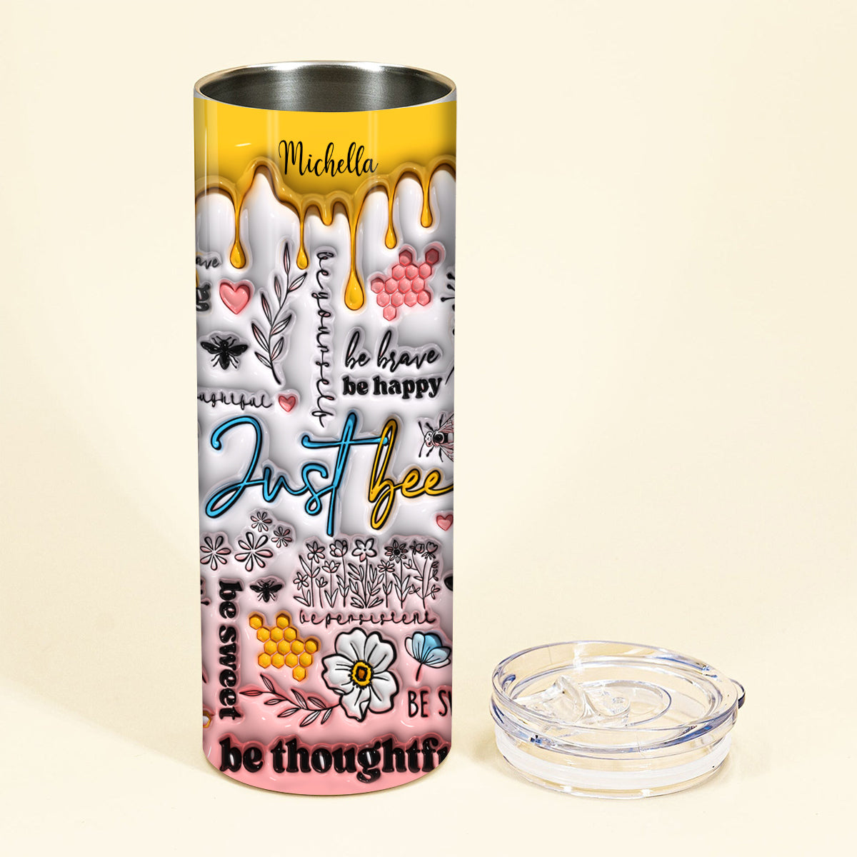 Positive Affirmation Bee - Personalized Skinny Tumbler