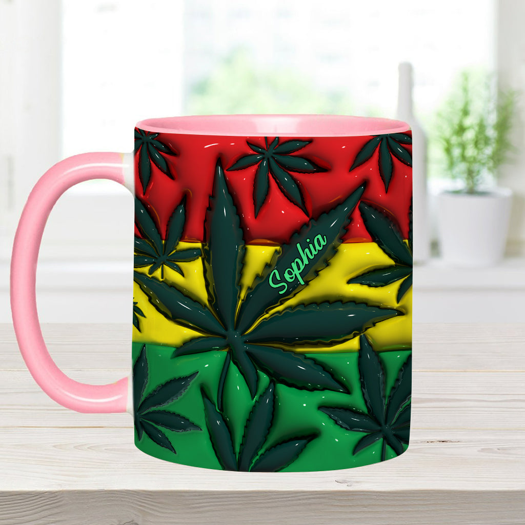 Inflated Magic Leaf Red Yellow Green - Personalized Weed Accent Mug