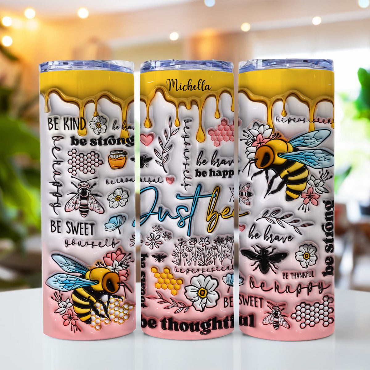 Positive Affirmation Bee - Personalized Skinny Tumbler