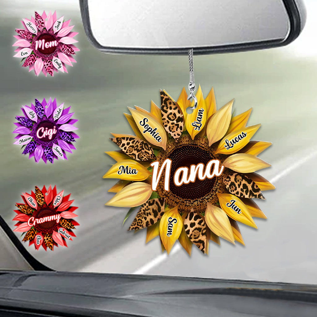 Discover Nana Mom Auntie Family Sunflower - Personalized Grandma Acrylic Car Hanger