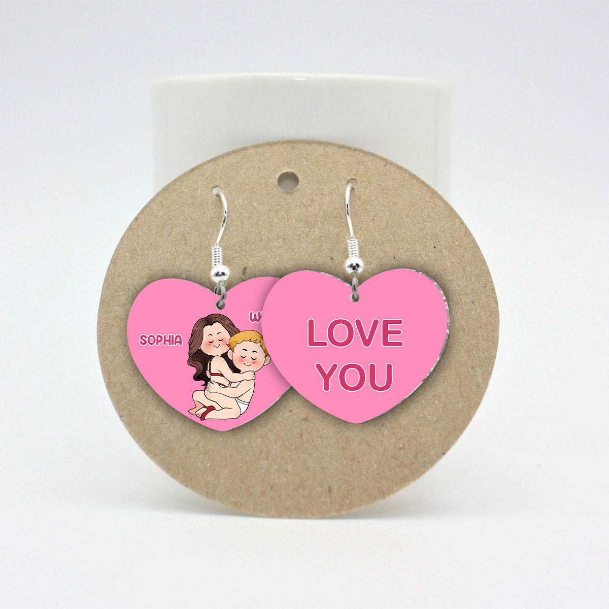 Conversation Hearts Candy Hearts - Personalized Couple Earrings