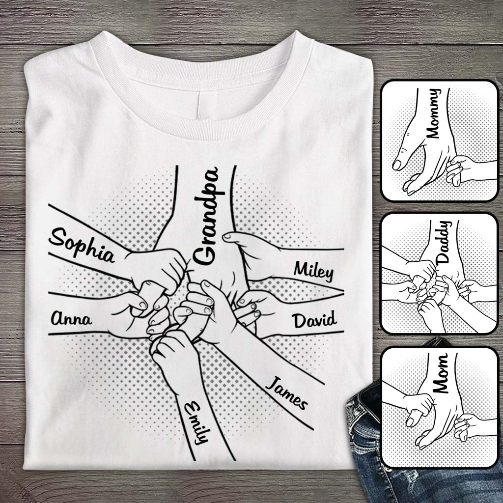Hand In Hand - Personalized Grandpa T-shirt And Hoodie