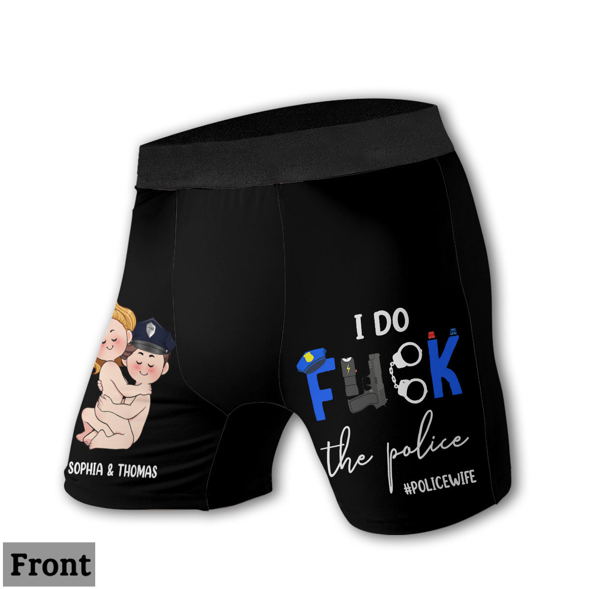 I Do Love The Police - Personalized Couple Women Briefs & Men Boxer Briefs