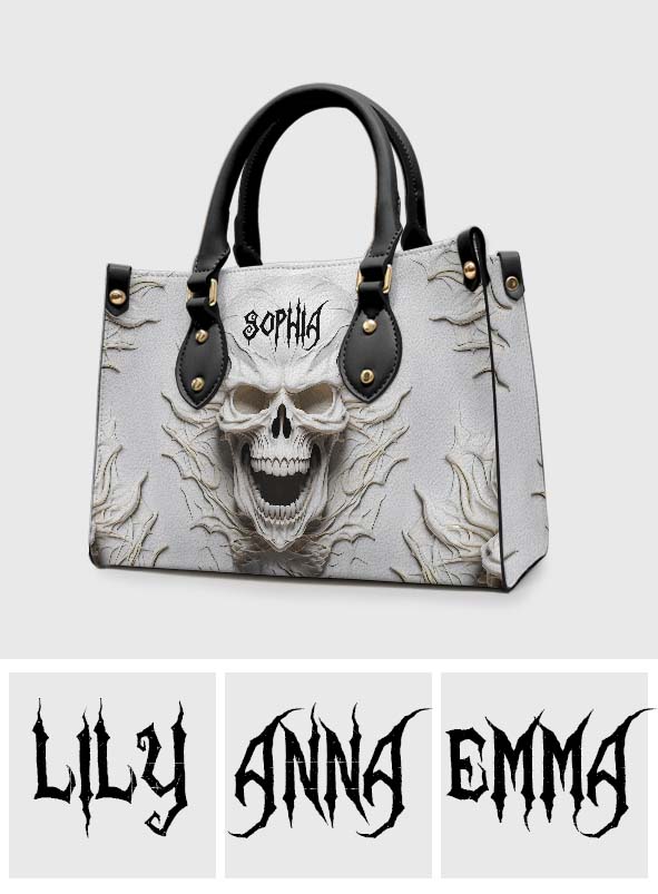 Beautiful White Skeleton - Personalized Skull Leather Handbag