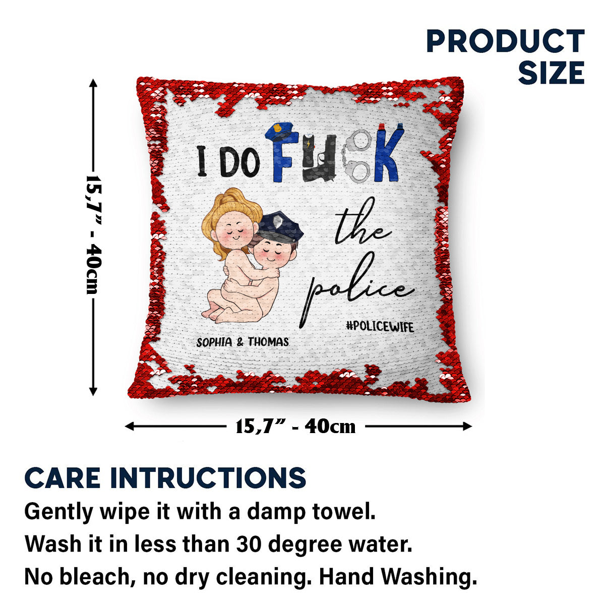 I Do Love The Police - Personalized Couple Sequin Pillow Cover