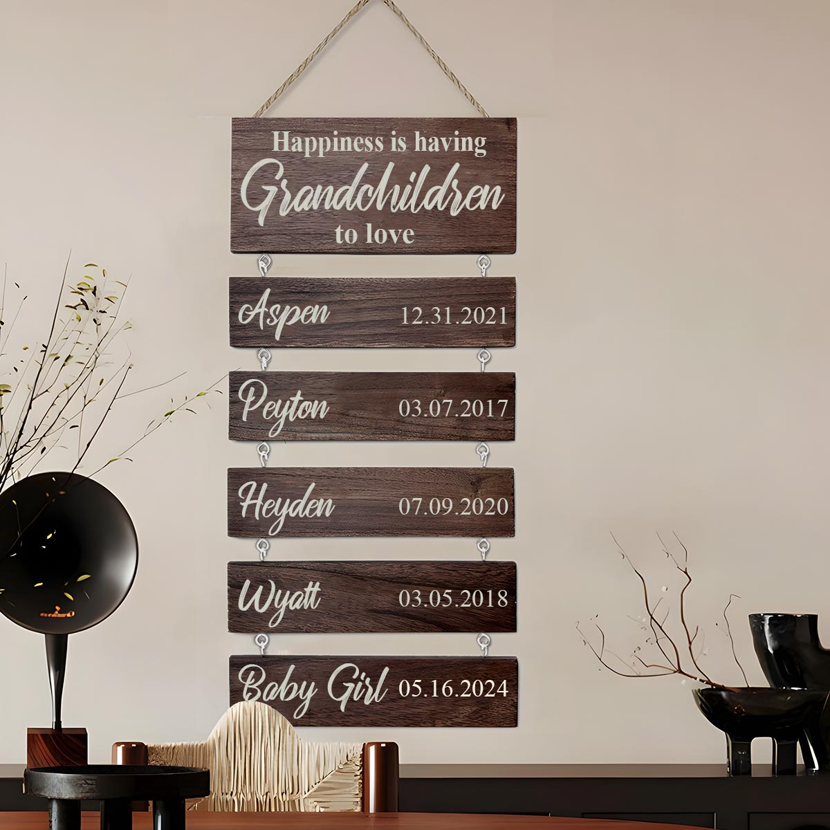 Happiness Is Having Grandchildren To Love - Personalized Grandma Pallet Wood Sign