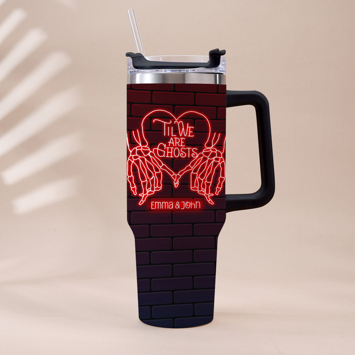 Til We Are Ghost - Personalized Couple Tumbler With Handle