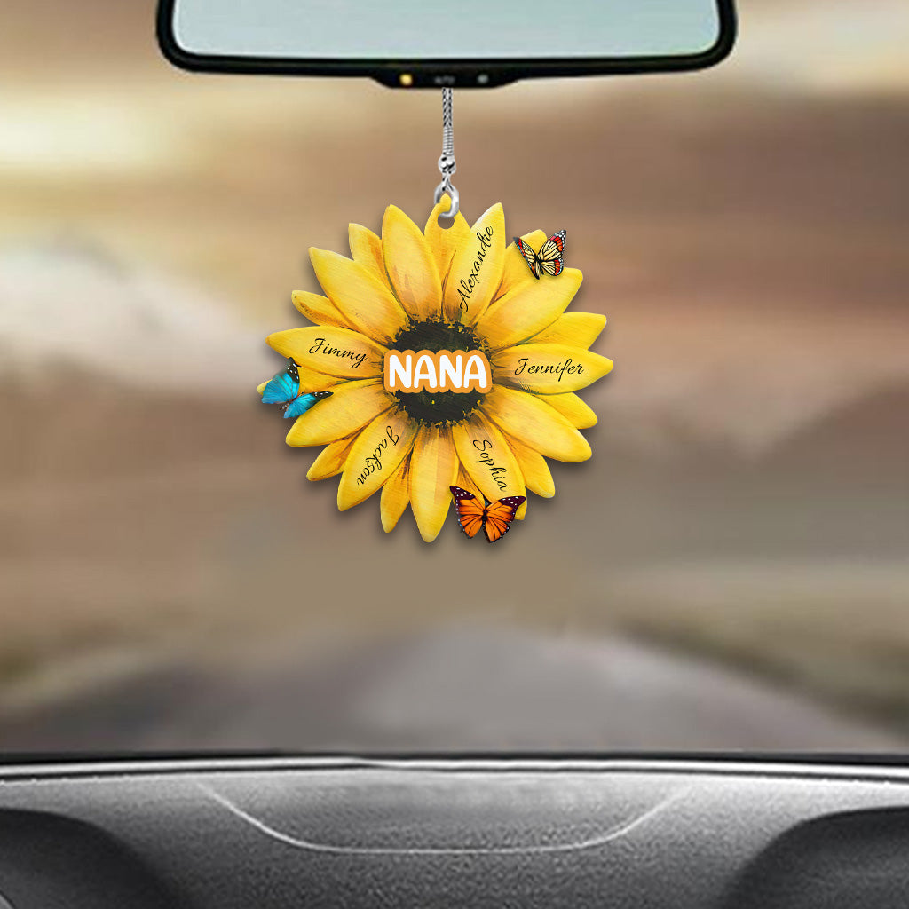 Sunflower WIth Any Title & Any Kid's Name - Personalized Grandma Car Ornament