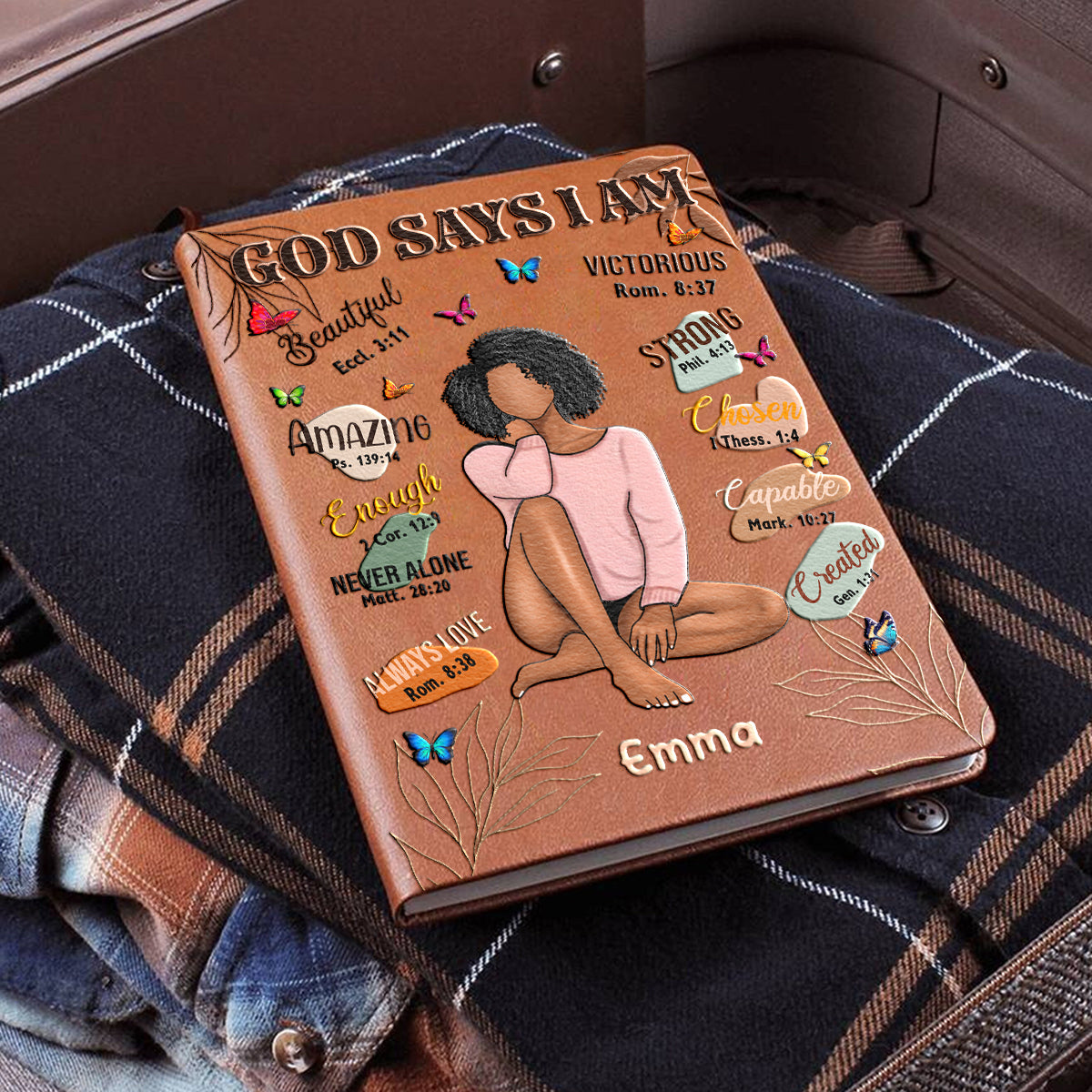 God Says I Am - Personalized African American Leather Journal