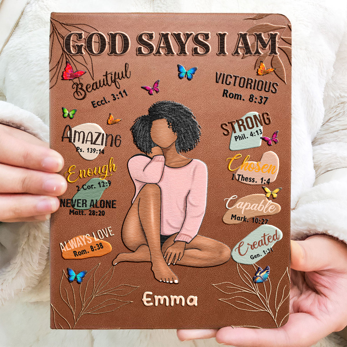 God Says I Am - Personalized African American Leather Journal