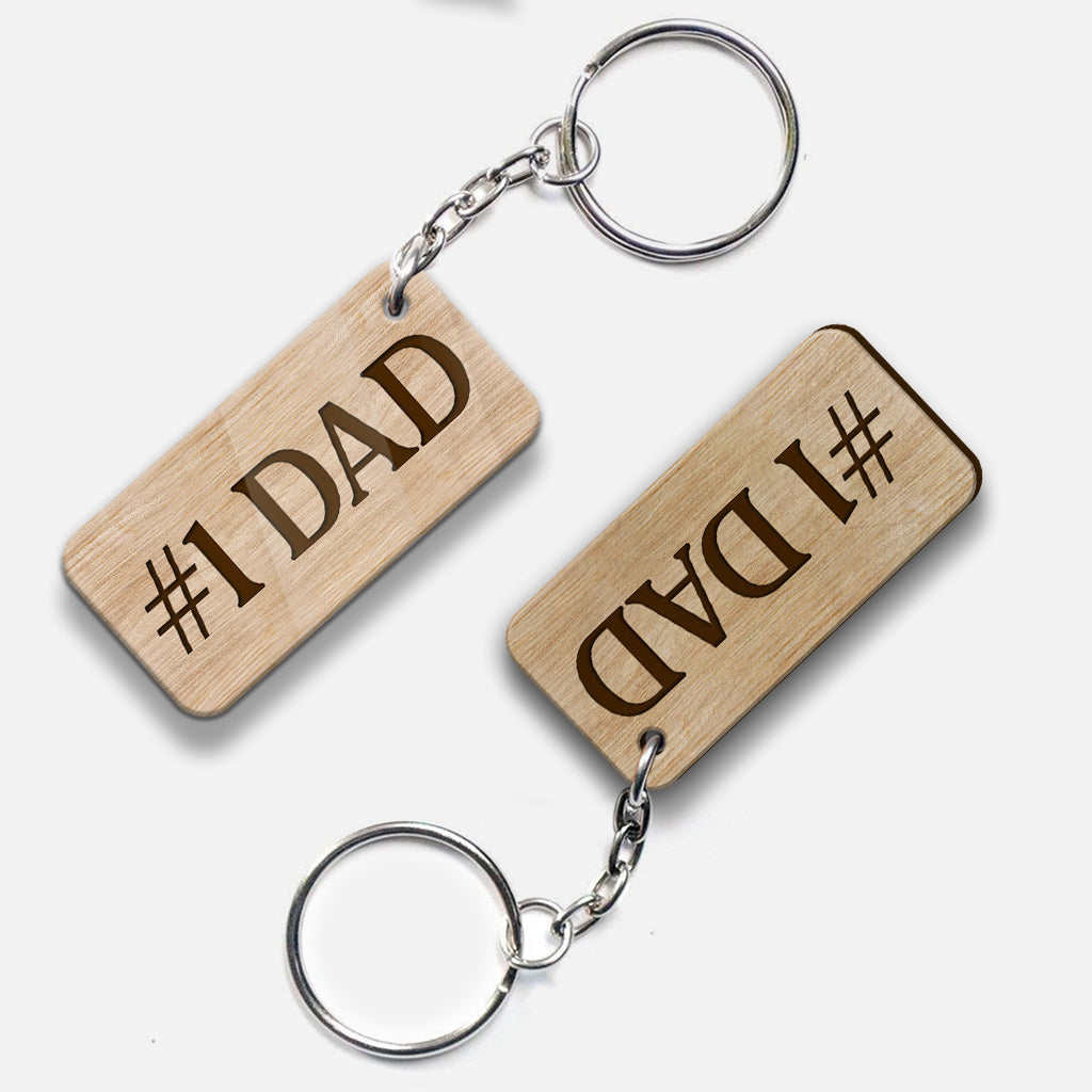 Best Dad Ever Back View Man Kids Dog Cat - Personalized Father Keychain