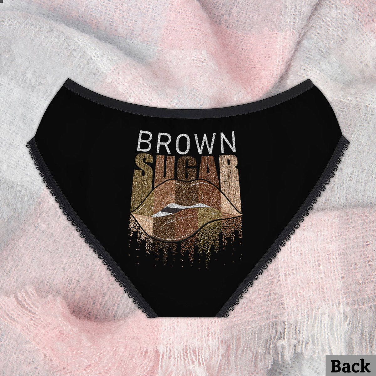 Brown Sugar Sexy Lips - Personalized African American Lace Border Women Briefs