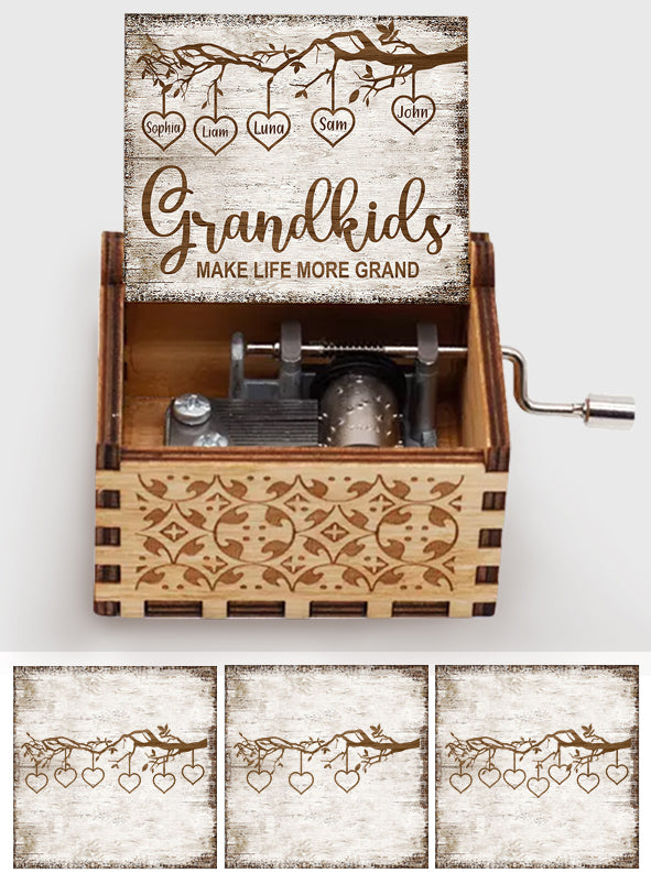 Grandkids Make Life More Grand - Personalized Grandma Hand Crank Music Box