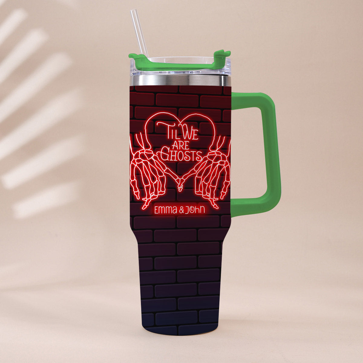 Til We Are Ghost - Personalized Couple Tumbler With Handle